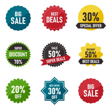 İndirim indirim rozetleri satış pazarlama stratejisi modern çok renkli tasarım tablosu 4