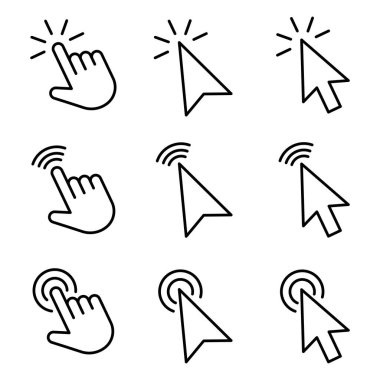 bilgisayar fare işaretleyici imleci eğimli el oku ok başı ana hatları