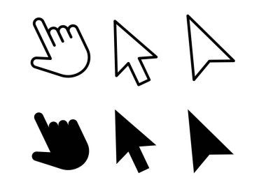 bilgisayar faresi imleci, el ve ok işaretçisinin ana hatlarına tıklayın ve siyah dolgu yapın