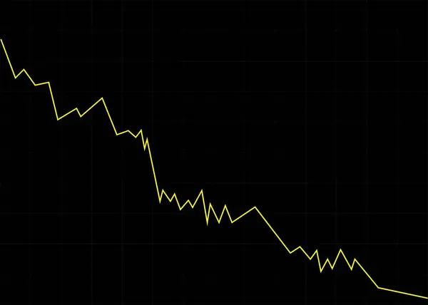 Yellow Business Graph Going Black Color Grid Background Represents Trading — ストックベクタ
