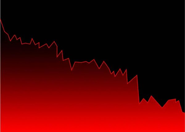 Red Business Graph Going Black Background Represents Trading Loss Business — Stockvector