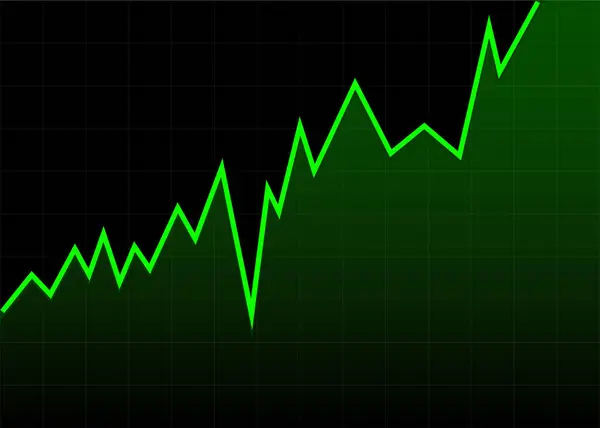 Green Business Graph Going Black Color Grid Background Represents Profit — Stockvector