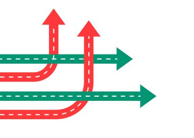 Karayolu şekilli oklar hızla büyüyen ve güçlü rekabetçi işleri tasvir ediyor