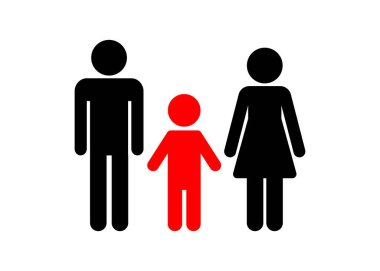 Bir çocuk ikonu olan aile, karı koca ve tek çocukları olan bir erkek sembolü.