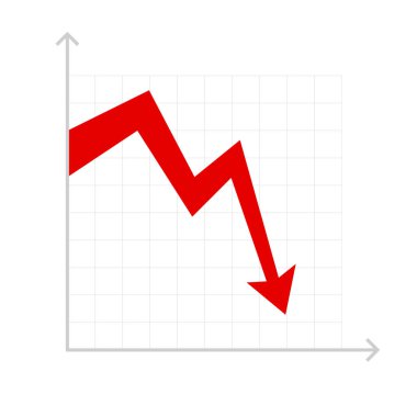 Ekonomik çöküşü temsil eden şebeke arkaplanıyla birlikte batan ticari grafik oku durgunluk piyasası çöküşü