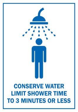 Suyu boşa harcamayın, duş süresini sınırlayın. Sadece 3 dakika sembolü kullanın, su işaretini koruyun. Su uyarı kampından tasarruf edin.