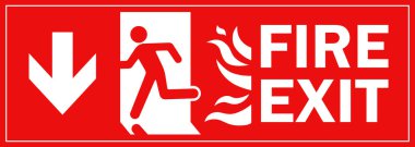 Bir Adam Yangın Kapısı Kapısı İşareti 'ne Okla Koştu Sol Alt Sembolize Yangın Acil Tahliyesi Kırmızı Sembol