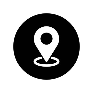 Harita hedef noktasındaki konum iğnesi yuvarlak siyah arkaplan ile rute