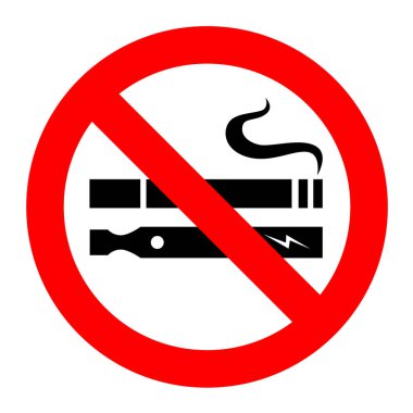 no smoking and no vaping sign, warning with electric cigarettes, smoke prohibition and health risk illustration clipart