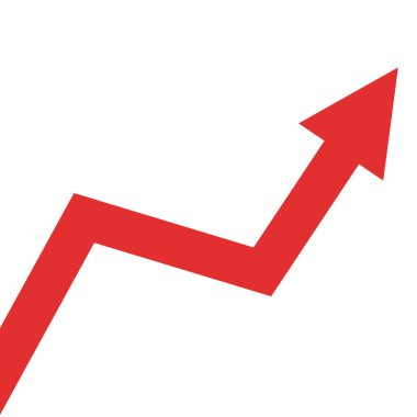 Kırmızı ok grafiği yükselir, zirveye çıkar, ticari kazanç ve iş büyümesini temsil eder
