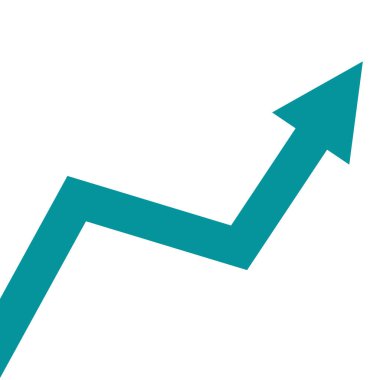Mavi ok grafiği yükseliyor, en tepeye çıkıyor, ticari kazanç ve iş büyümesini temsil ediyor