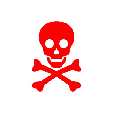 Kırmızı kafatası ve kemikler tehlikeli ölüm korkusunun sembolü.