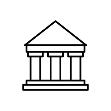 Hükümet binası ikonu, banka, adliye binası illüstrasyon ana hatları biçimi