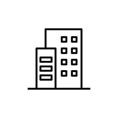ofis binası simgesi, ticari ya da apartman inşa tasviri taslak biçimi