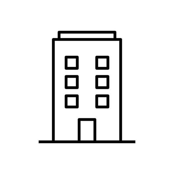 office building icon, commercial, apartment building illustration outline style