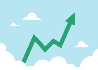 Gökyüzüne yükselen yeşil iş oku kar artışını temsil ediyor.