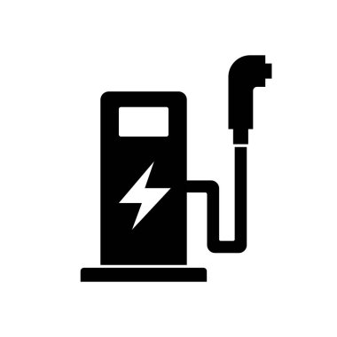 Elektrikli Araç EV Şarj İstasyonu Simge Siyah ve Beyaz Biçimini İmzala