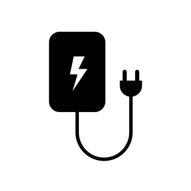 Elektrikli Araç EV Şarj İstasyonu Simge Simgesi Siyah ve Beyaz Biçim 7