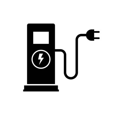 Elektrikli Araç EV Şarj İstasyonu Simge Siyah ve Beyaz Biçim 5