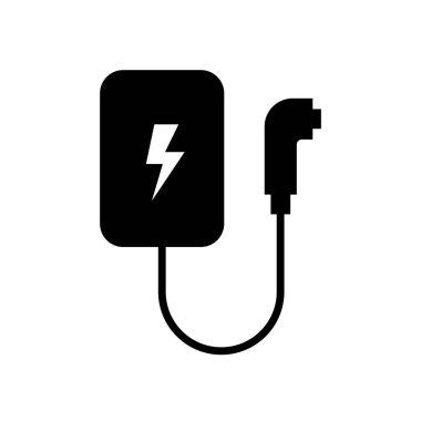 Elektrikli Araç EV Şarj İstasyonu Simge Siyah ve Beyaz Biçim 6