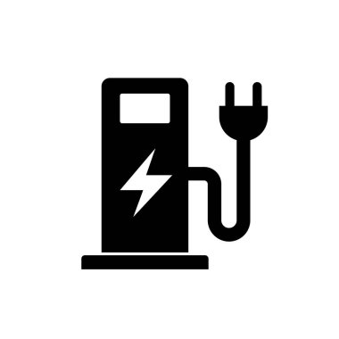 Elektrikli Araç EV Şarj İstasyonu Simge Siyah ve Beyaz Biçim 2