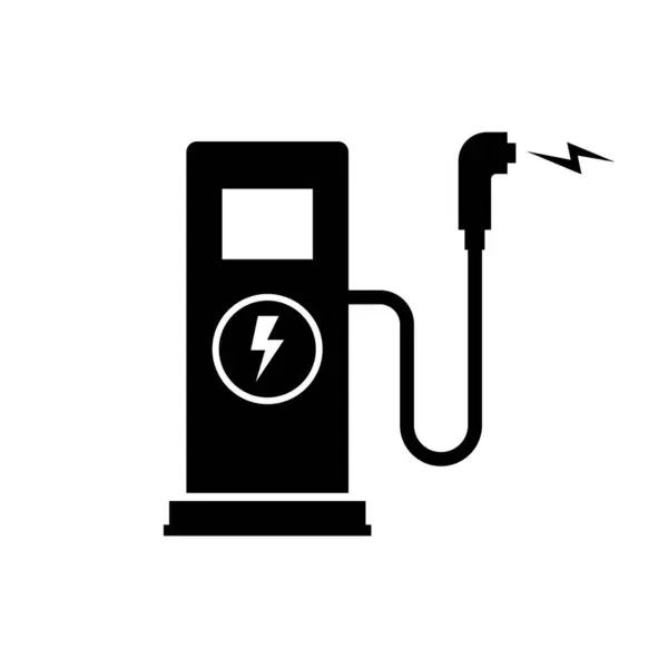 Stock vector Electric Vehicle EV Charging Station Sign Icon Black and White Style 3