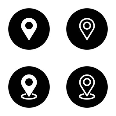 harita simgesi üzerindeki konum iğnesi hedef rute yuvarlak siyah arkaplan biçimi ile