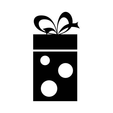 Hediye ikonu, kurdeleli hediye kutusu, mevcut, öğrenci, nokta desenli siyah beyaz 2