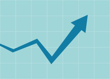 Mavi Ok Grafiği Mavi Gökyüzü Arkaplanına İşletmeyi ve Ekonomik Büyümeyi Temsil Etmeyi Artıran Karla Gösteriyor