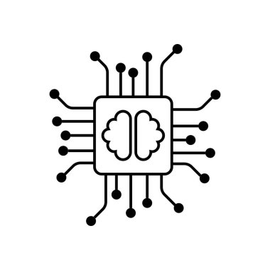 Yapay Zeka İşlemcisi Çip Simgesi İnsan Beyni ile