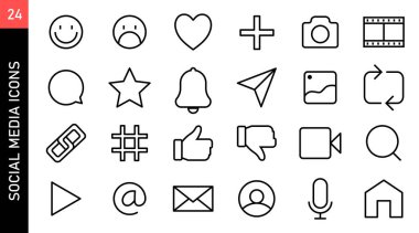 Sosyal Ortam Simgesi Seti - Araçlar, Düğmeler ve Yararlı Semboller