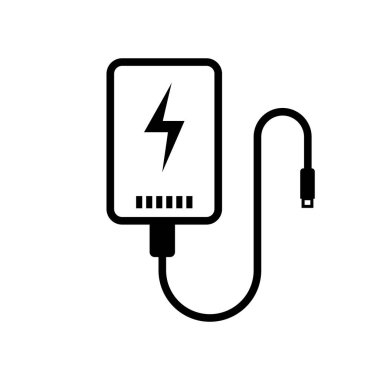 Güç Bankası Simgesi Şarj Kablosu, Taşınabilir Pil Sembolü ile Ayarlandı