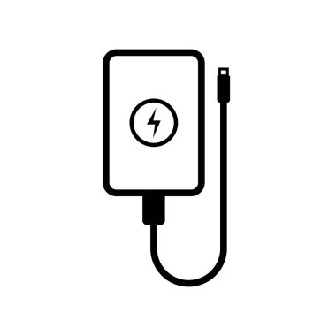 Güç Bankası Simgesi Şarj Kablosu, Taşınabilir Pil Sembolü ile Ayarlandı