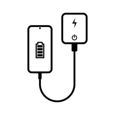 Elektrik Bankası Akıllı Telefon Simgesi Seti, Taşınabilir Enerji Bataryası Sembolü