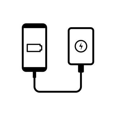 Elektrik Bankası Akıllı Telefon Simgesi Seti, Taşınabilir Enerji Bataryası Sembolü