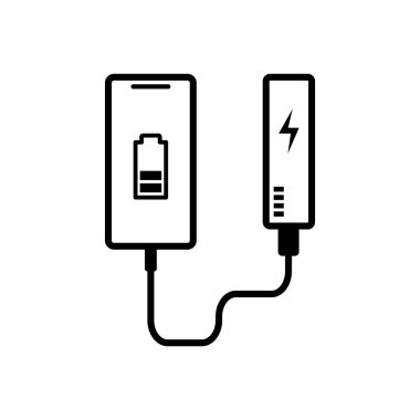 Elektrik Bankası Akıllı Telefon Simgesi Seti, Taşınabilir Enerji Bataryası Sembolü