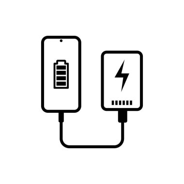 Elektrik Bankası Akıllı Telefon Simgesi Seti, Taşınabilir Enerji Bataryası Sembolü