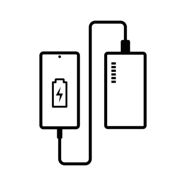 Elektrik Bankası Akıllı Telefon Simgesi Seti, Taşınabilir Enerji Bataryası Sembolü