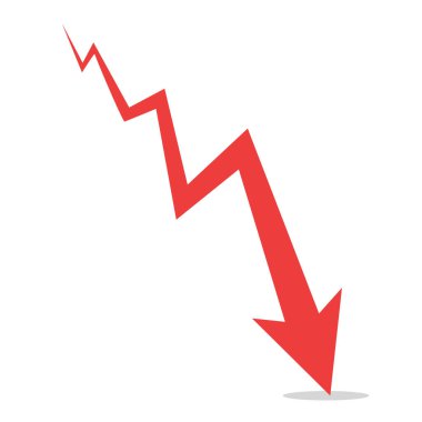 Büyük kırmızı ok grafiği iş kaybı finansal düşüş ekonomik düşüş kötü durgunluk