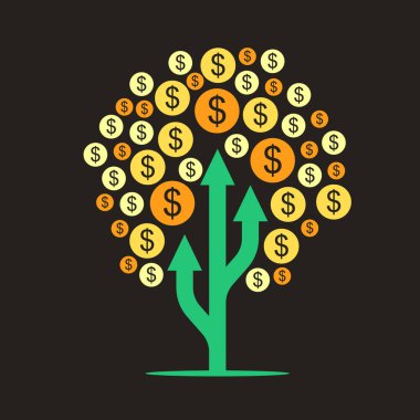 Para Ağacı Büyüme ve Kârlı Yatırımlar Sembolü Madeni Paralar 2 Dolar