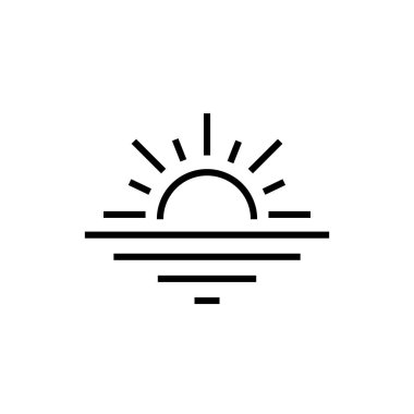 Gün batımı veya gün doğumu plaj ikonu, Yaz Tatili Tatili