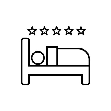 Bed Room Hotel and 5 Stars Facilities Icon clipart