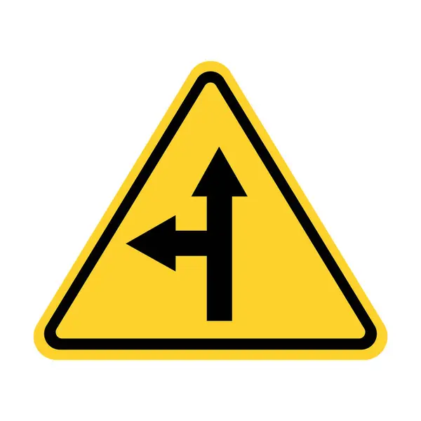 stock vector Yellow Triangle The road branches to the left ahead Road Sign. A sharp left turn ahead Traffic Sign