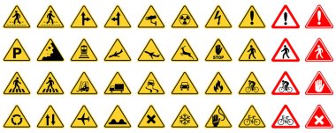 Sarı üçgen uyarısı ve yol işareti