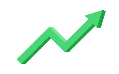 3D Green Arrow büyüyen iş dünyasının finansal kar grafiğini gösteriyor