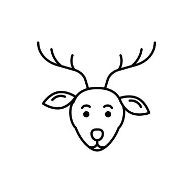Geyik kafası Noel Baba 'ya bakıyor. Sevgili Noel temalı resim çizimi.
