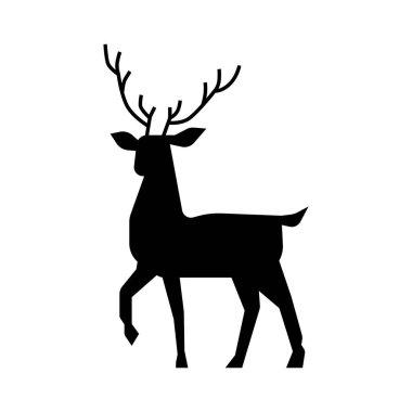 Güzel boynuzları olan erkek geyik vektör çizimi, kış ve Noel tatili atmosferi