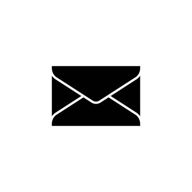 Mühürlü bir zarf simgesinde düz siyah beyaz resim