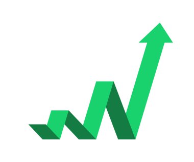 Green Business Arrow 'un yükseliş grafiği ticari iş büyümesi ekonomik patlama ve finansal fazlalığı temsil ediyor