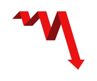 Kırmızı iş ok grafiğinin düşüşü ticaret kaybını, ekonomik durgunluğu ve mali açığı temsil ediyor